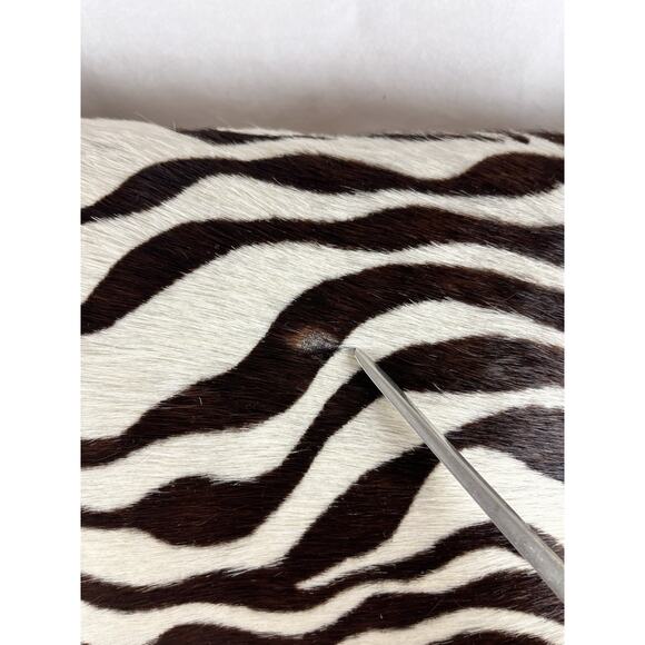 Hairon Hide Leather Zebra Print Throw Pillow Includes Zip Up Cover with Insert - Picture 4 of 9